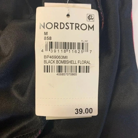 Nordstrom Bp Women's Keyhole Mesh Black Bombshell Floral Mini Dress Size M NWT - Picture 7 of 11